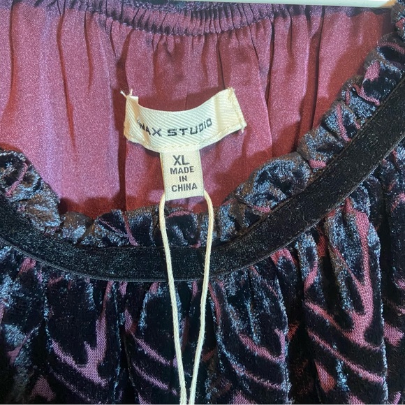 Max Studio NWT Silky Purple & Black Dress with Velvet Accents size XL-  B61 - Picture 2 of 5